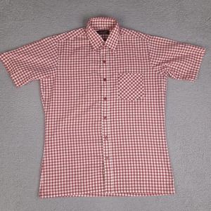 Anthony Blair Shirt Mens Medium 15-15.5 Red White Gingham Plaid Short Sleeve‎